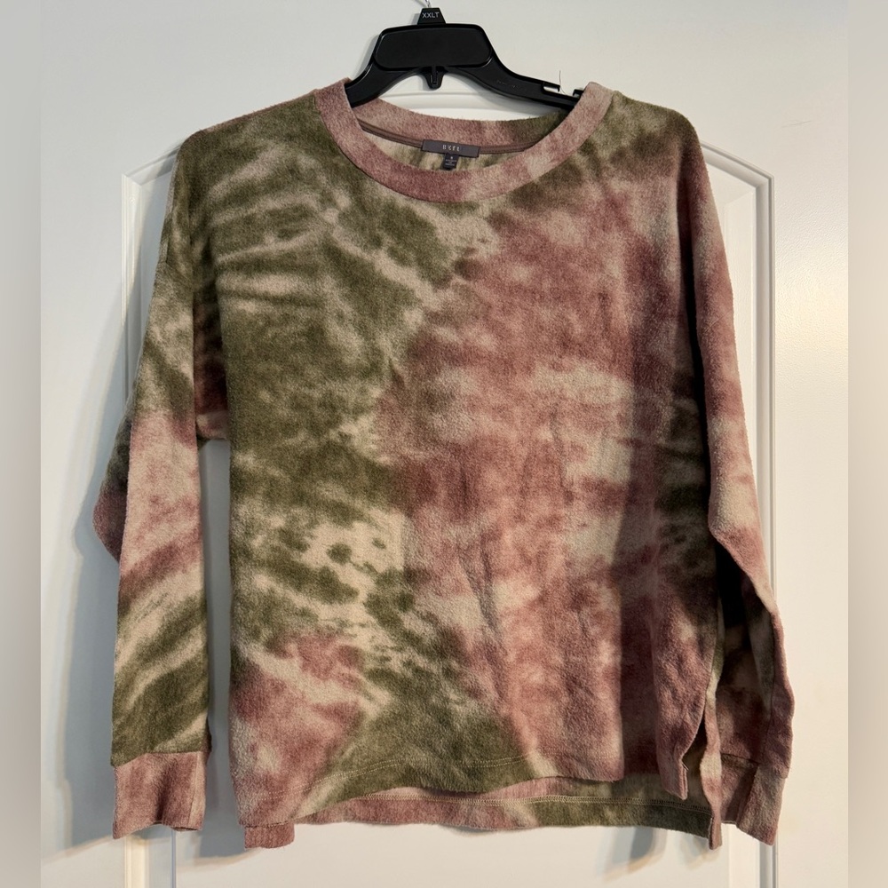 Z Supply GVFT Sweatshirt Small Green Pink Tie Dye Soft Pullover Boho Cozy